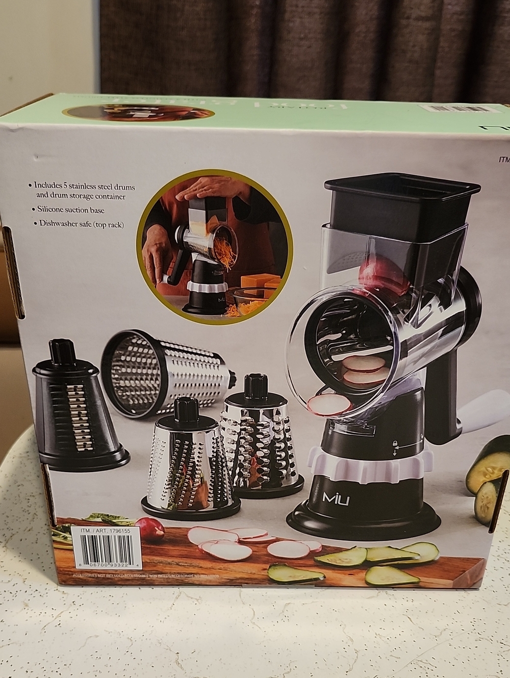 Mi Multi-Drum Rotary Vegetable Slicer and Grater - Black